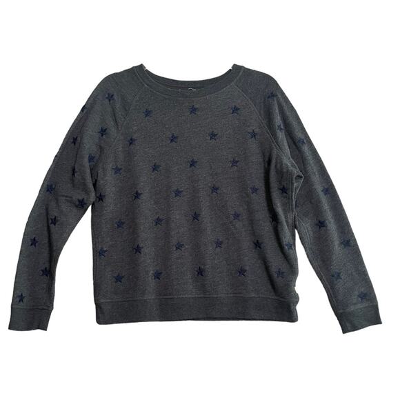 Levi's Crewneck Sweatshirt Large Gray Blue Stars Long Sleeve Lounge Comfy Simple - Picture 1 of 6